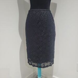 Shein Women's Lace Overlay Elastic Waist Stretch Pencil Skirt XL Black Goth